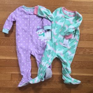 Baby Girls fleece footed pajamas